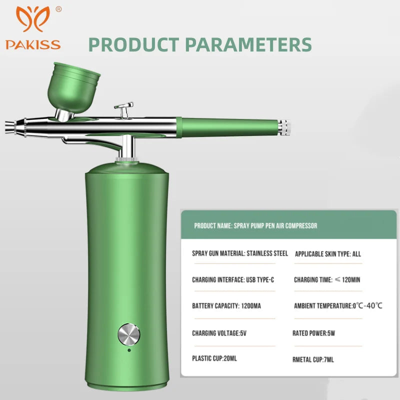 PAKISS Electric Facial Mist Sprayer Face Portable High-Pressure Oxygen Infusion Sprayer
