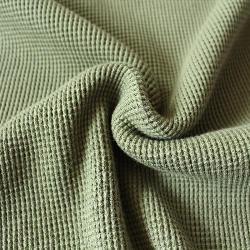 315g Heavy Jumper American Retro Khaki Waffle Knit Jersey Cotton Neckline Long-sleeved Sweatshirt Cotton Men Slim Fit Sweater