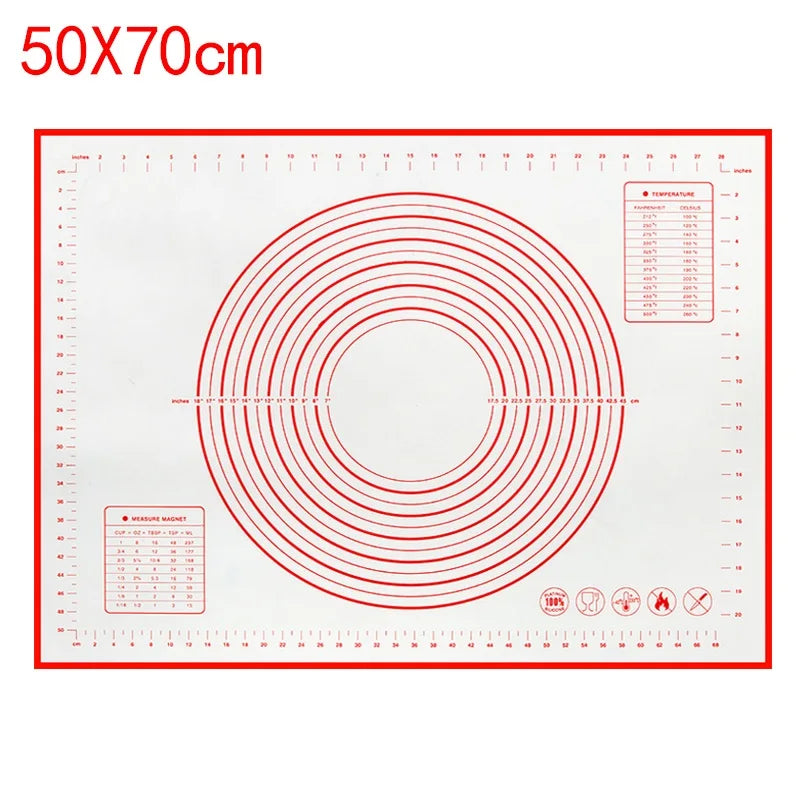 80/70/60cm Large Silicone Rolling Dough Mat Non-Stick Pizza Pastry Baking Mat Oven Sheet Liner Non-Slip Placemat Kitchen Gadgets