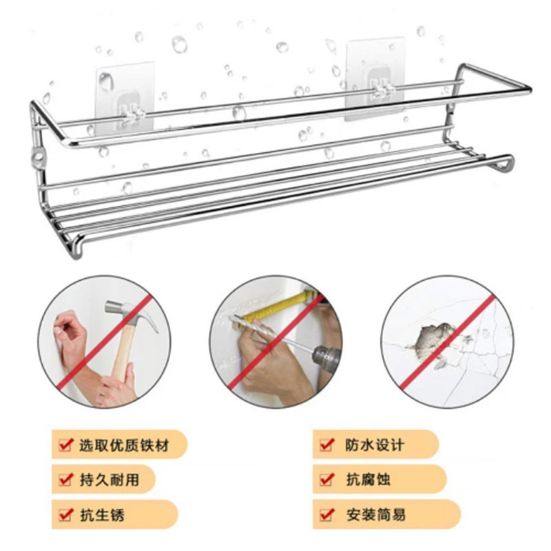 Kitchen Organizer Metal Hanging Spice Racks For Home Restaurant Wall-Mounted Seasoning Shelf Spice Jar Storage Rack Single Layer