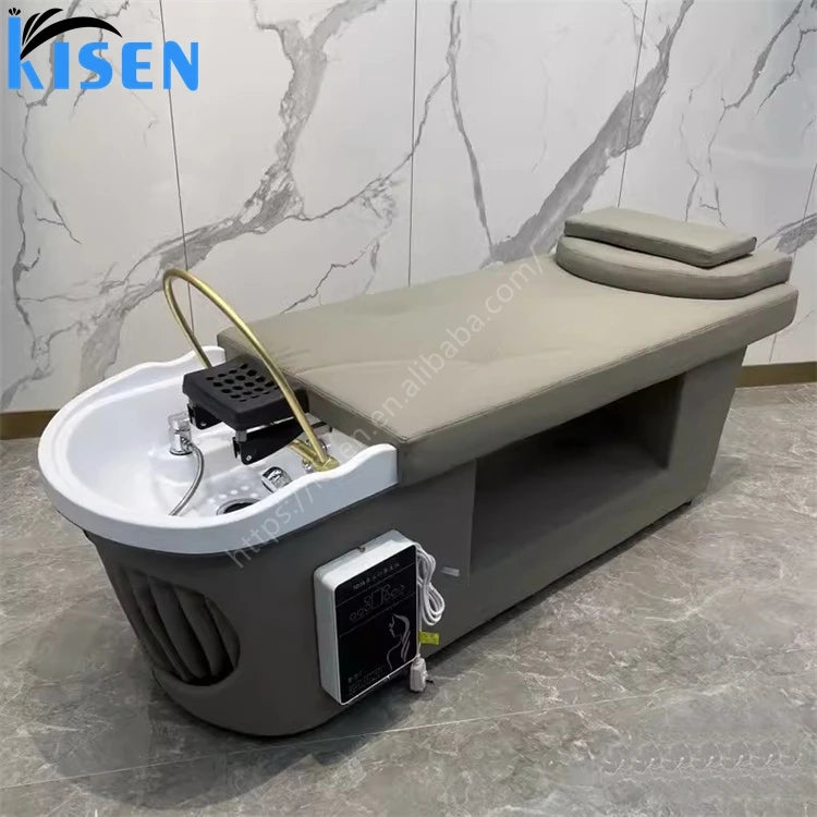 KISEN Salon Furniture Professional Head Spa Salon Station With Head Spa Equipment Massage Table Shampoo Basin Hair Wash Bed