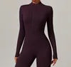 Prettysteps Zipper Nude Tight Yoga Bodysuit Outdoor Sports Bodysuit Quick Dry Running Fitness Clothes