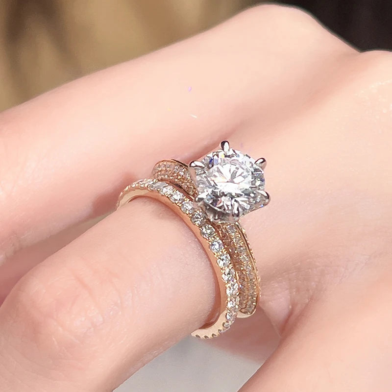 Luxury Round Cut D VVS2 1.5CT Diamond With IGI Real 18K Solid Gold Ring Lab Diamond Jewelry Engagement Rings