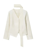 AIMEISI Fashion Simple Solid Ribbon Elegant Women's Suits & Blazers Casual Long-sleeved Women's Jackets Women's Blazers
