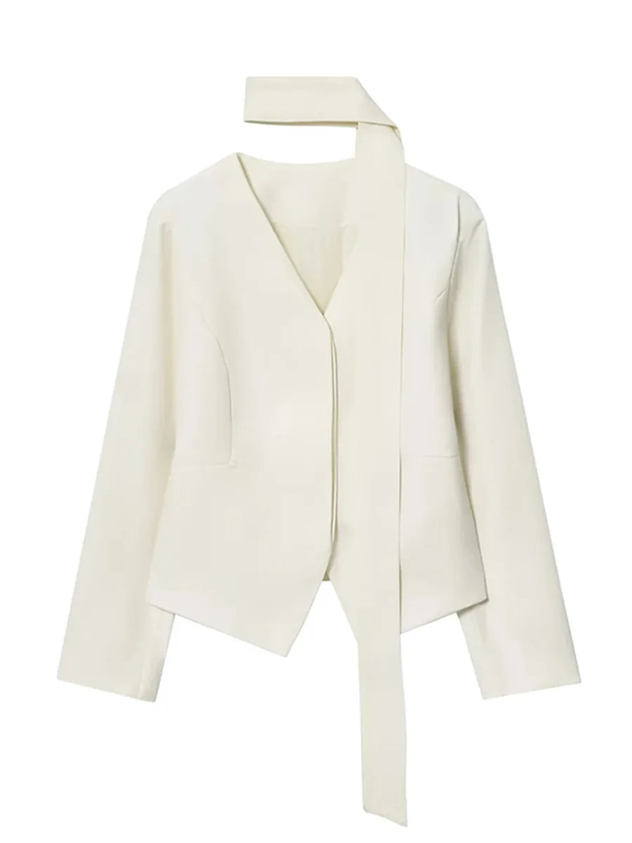 AIMEISI Fashion Simple Solid Ribbon Elegant Women's Suits & Blazers Casual Long-sleeved Women's Jackets Women's Blazers