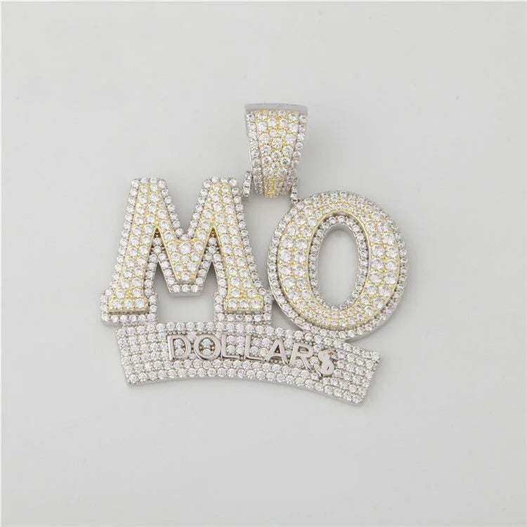 Bespoke Premium 925 Silver HipHop Emerald Cut Luxury Moissanite Stone Unisex Charm Stylish Trendy Fine Jewelry Pendants & Charms
