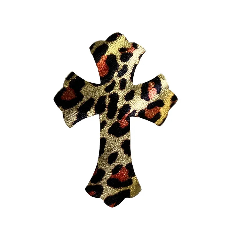 4.5*6.5cm Sheepskin Leather Patch With Cross Shaped Leather Label Genuine Leather DIY With Multiple Colors-106-182