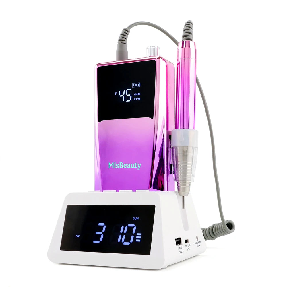 High Quality 45000 RPM Professional Pedicure Tool 85W Desktop Electric Nail Drill Machine Brushless Motor Portable E File