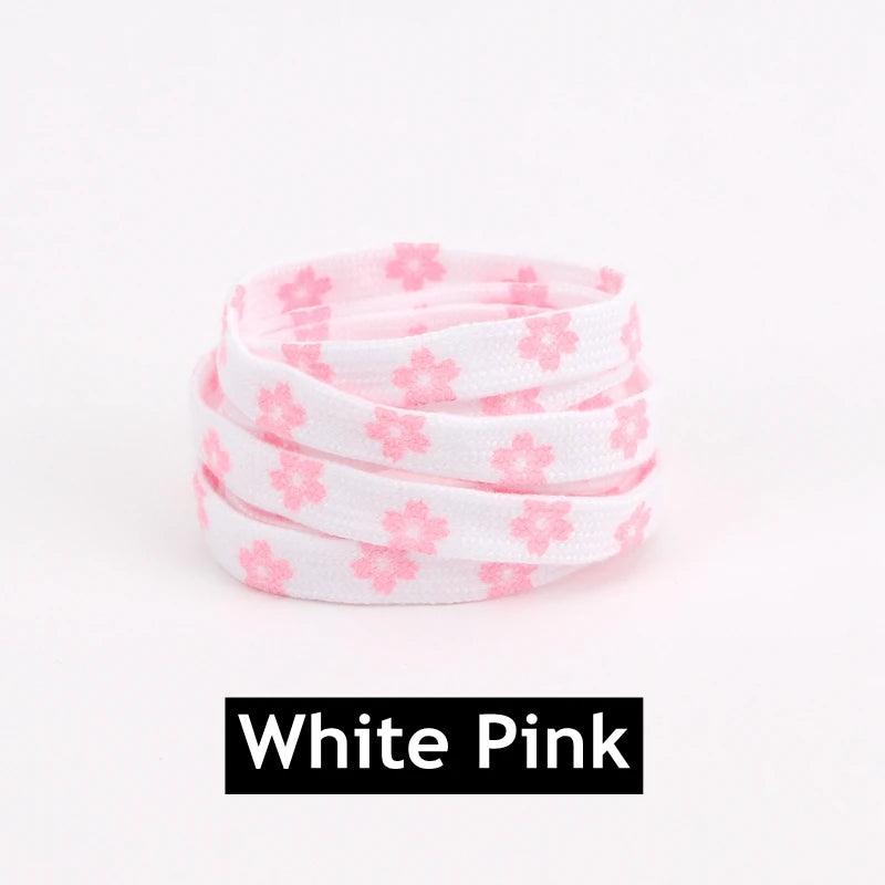 New Sakura Shoelaces Flat Little Daisies Shoe laces High-top Canvas Sneakers Shoelace AF1 Laces Shoe Strings 100/120/140/160CM