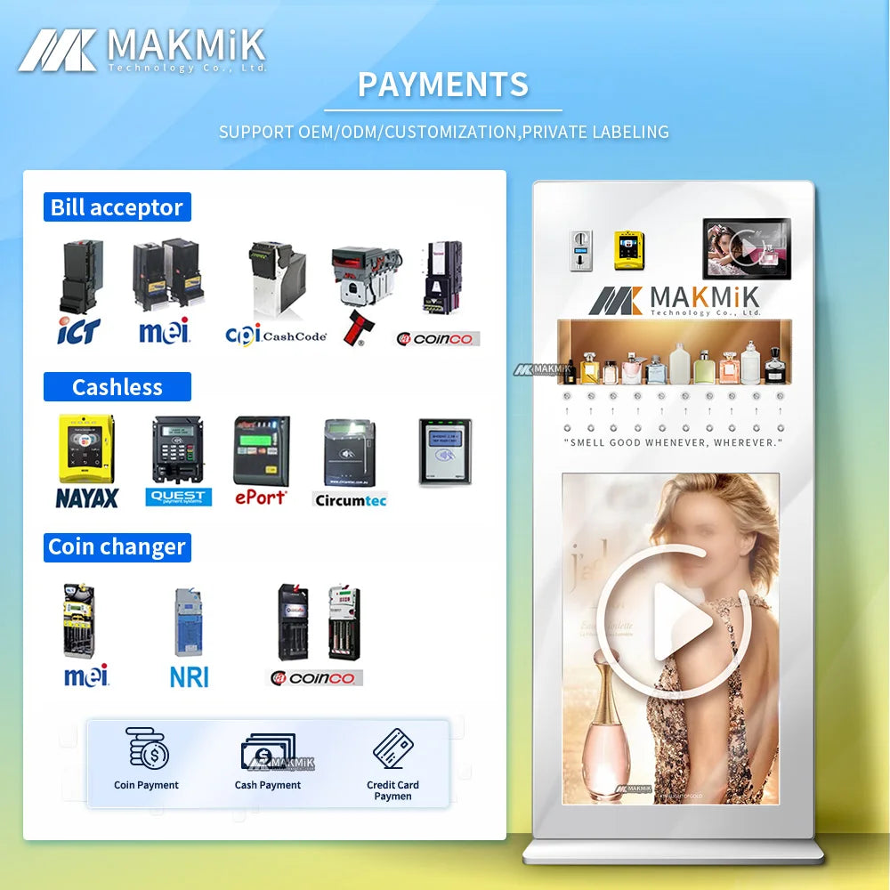 New AI-Powered Interactive Touch Display Perfume Vending Machine with SDK Customizable Color Kiosk for Shopping Malls