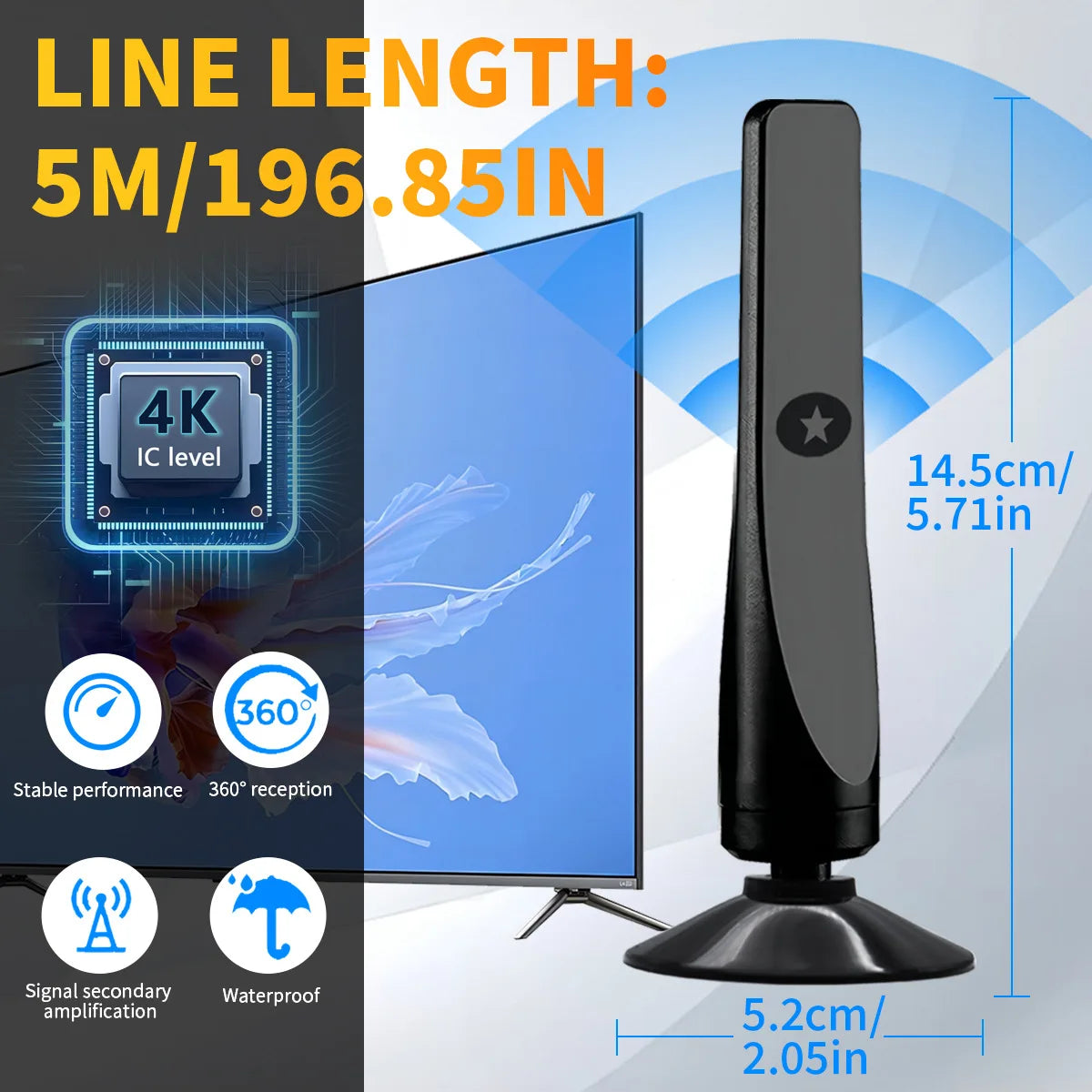 New 4K DTMB Digital TV Antenna Receiver Indoor and Outdoor HD Terrestrial Wave HDTV Antenna with Vertical Polarization