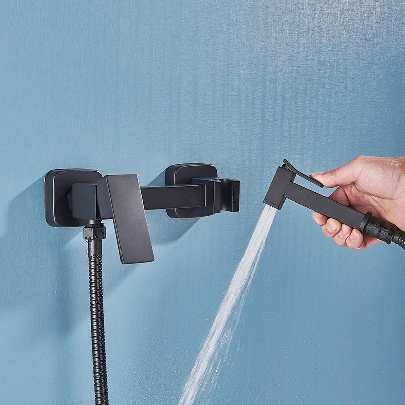 Rozin Black Bidet Faucets Wall Mounted Bathroom Shower Tap Bidet Toilet Sprayer Bidet toilet Washer Mixer Faucet