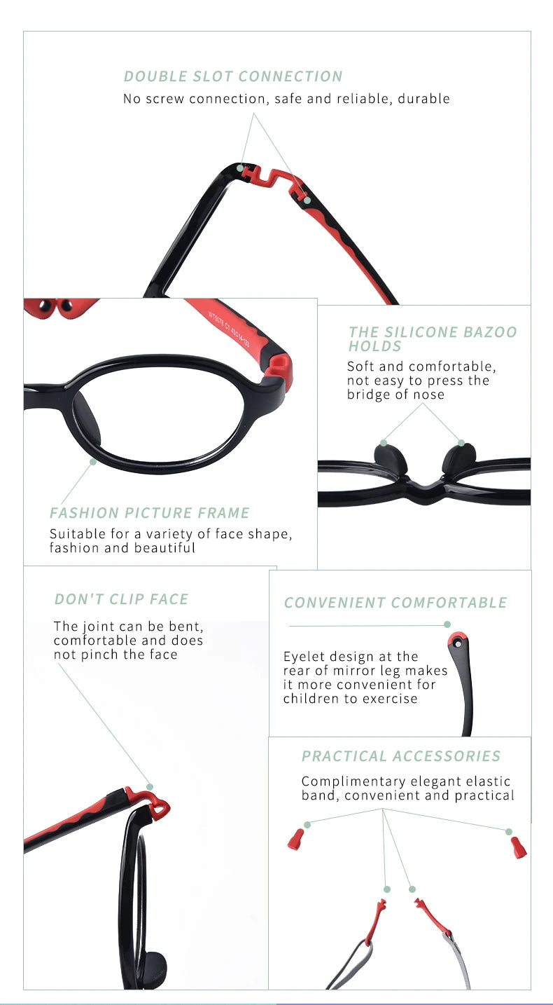 Secg Brand Children's Glasses Silicone Frames For Boys And Girls Students Super Light Comfortable Myopia Frames With Gasses