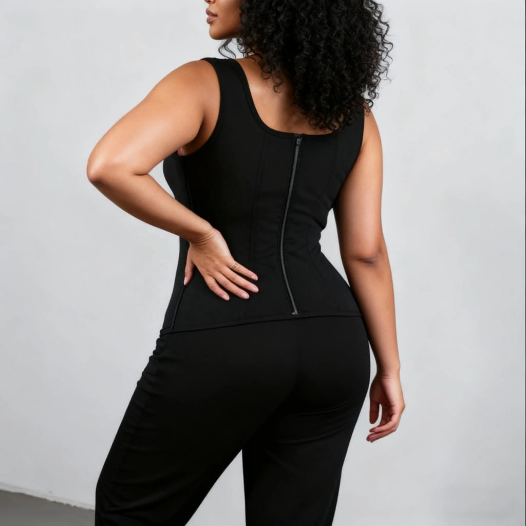 Wholesale Women Zipper Waist Trainer Double Compression Corset Vest with Hook Closure Tummy Control Slimming Body Shaper
