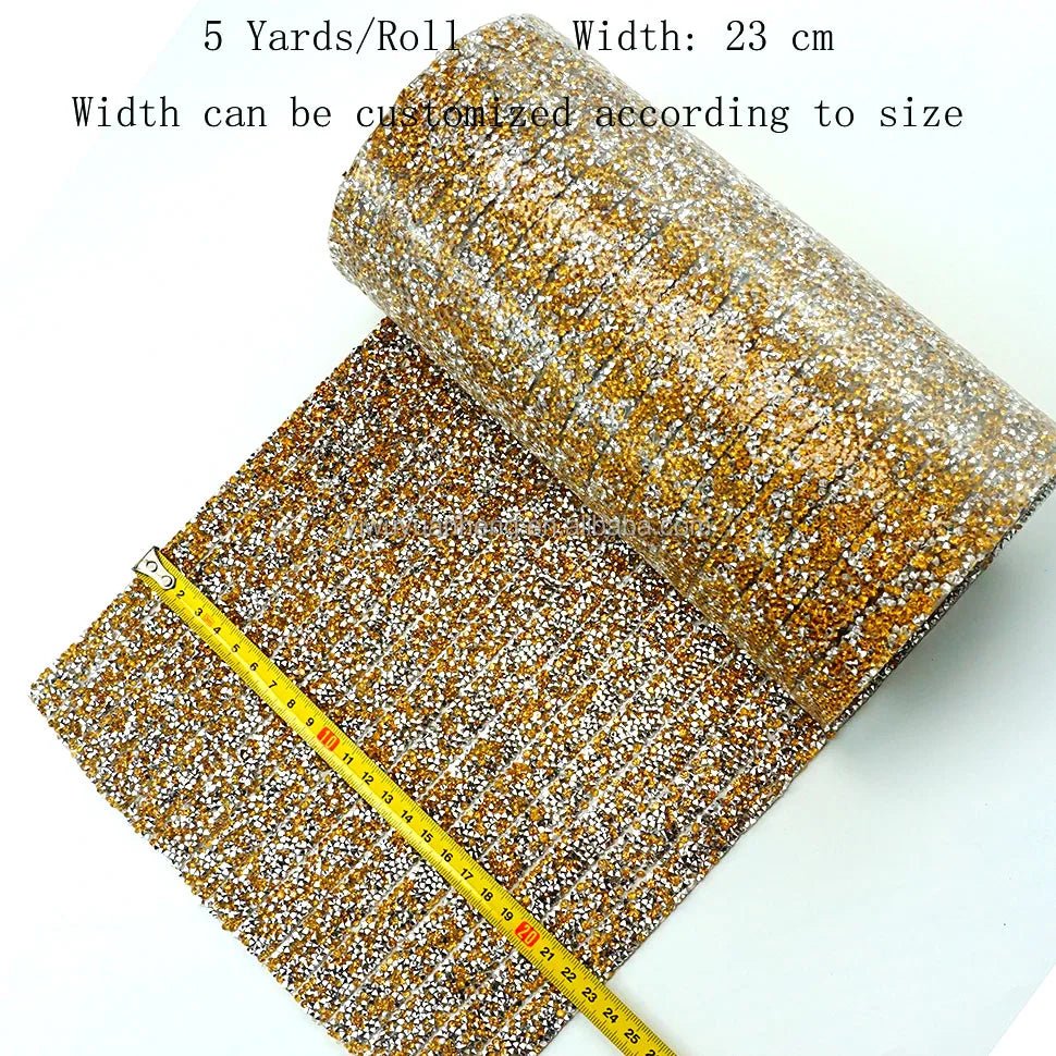 In Stock 5 Yards Rhinestone Ribbon Roll Bling Hotfix Rhinestones Mesh Wrap Sewing Trim for Wedding Party Decor