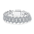 Lerca Fashion Hip Hop Cuban Bracelet S925 Silver  11CT Exaggerated Rhombus Inlaid Moissanite Simulated Diamond  Hand Jewelry