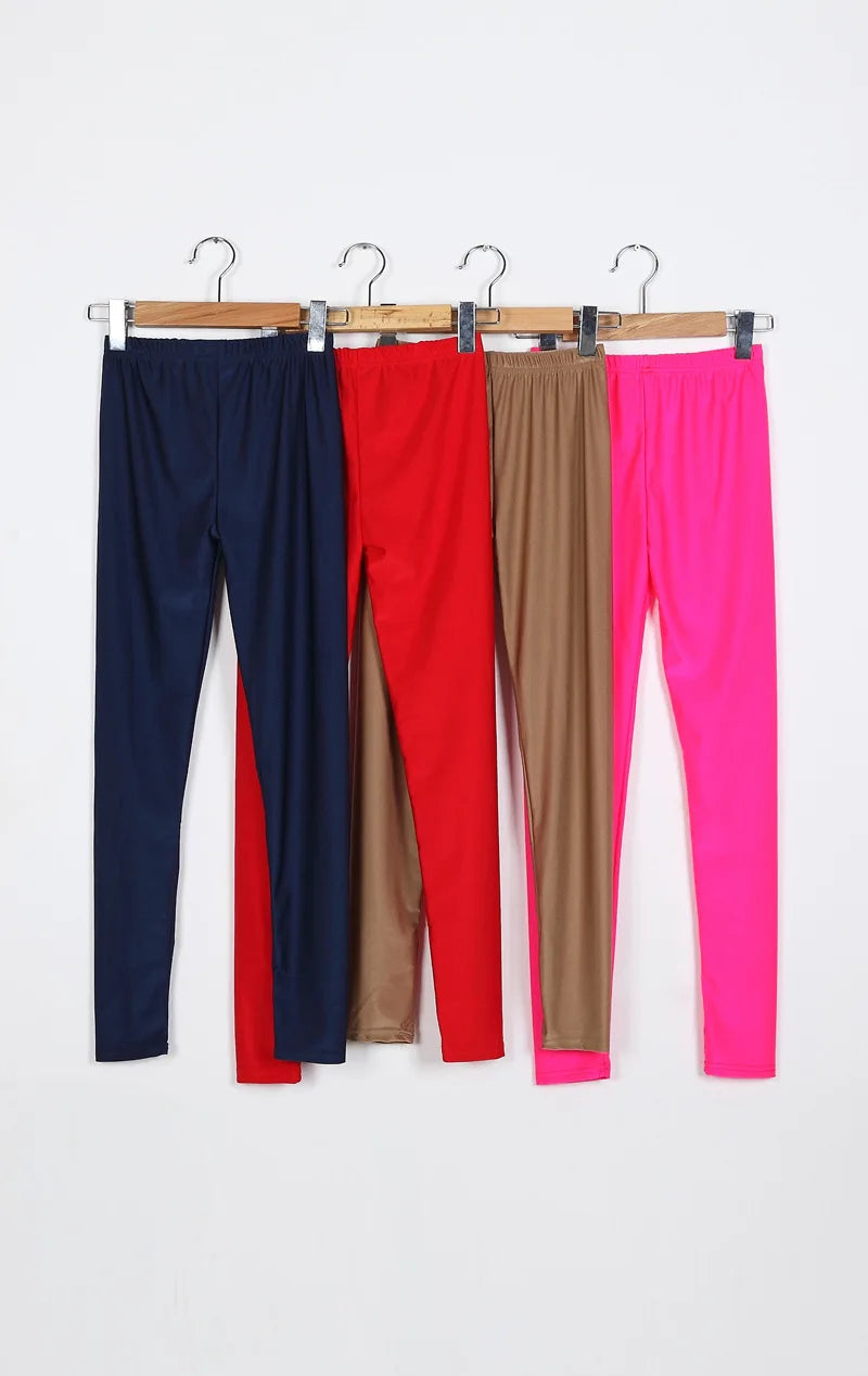 Women Shiny Pant Leggings Hot Selling Leggings Solid Color Fluorescent Spandex Elasticity Casual Trousers Shinny Legging