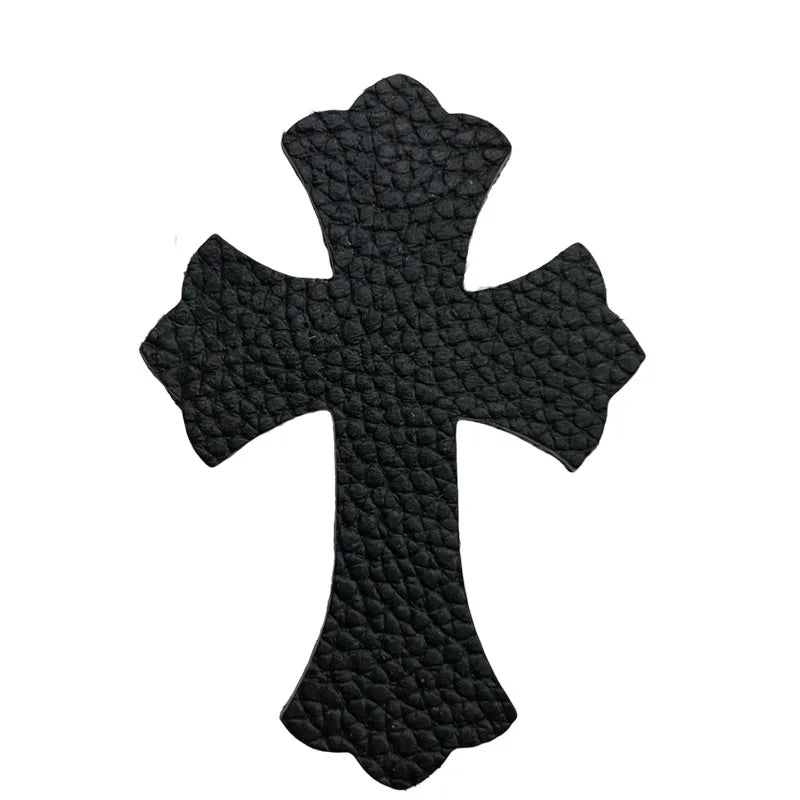 4.5*6.5cm Sheepskin Leather Patch With Cross Shaped Leather Label Genuine Leather DIY With Multiple Colors-106-182