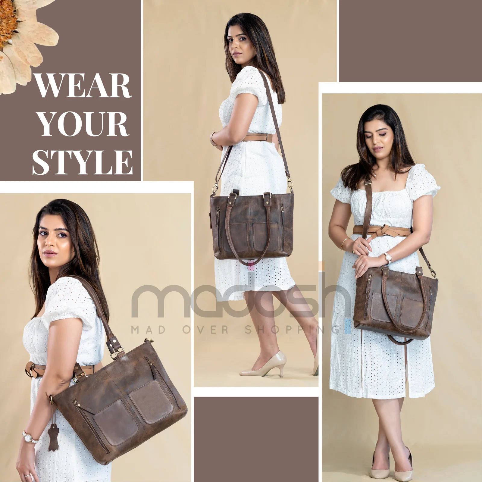 Women's Tote Bag Real Leather Crossbody Top Handle Office Purse College Handbag Bulk Product