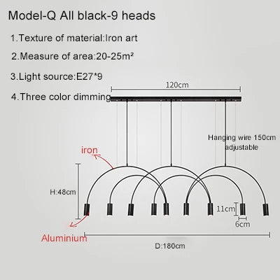 2021 New Restaurant Chandelier Light Luxury Nordic Dining Living Room Table Bar Minimalist Chandelier Simple Modern Light