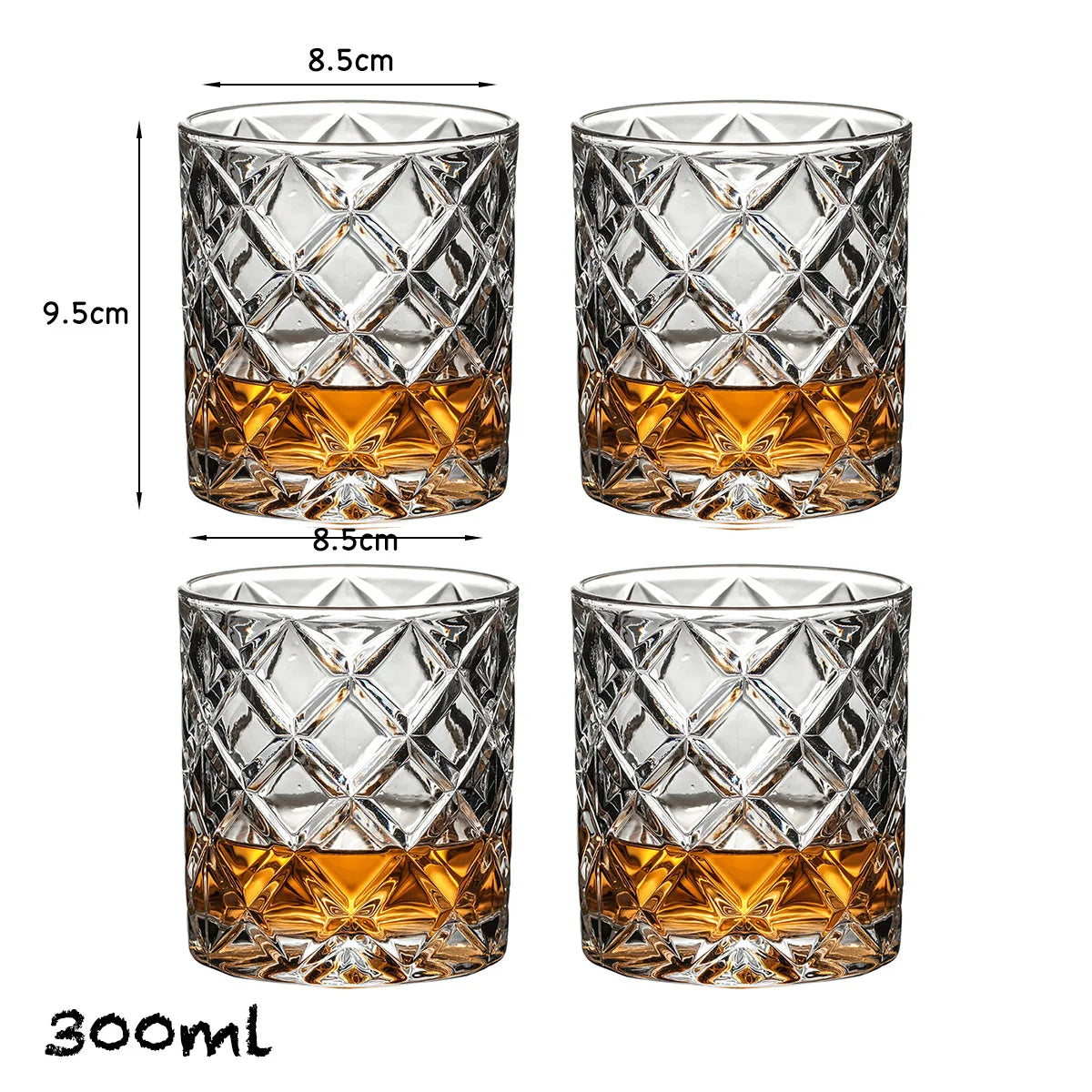 4PCS Fashion Whiskey Glasses, Scotch Whisky, Bourbon, Cocktails, RUM, Durable Whiskey Glasses