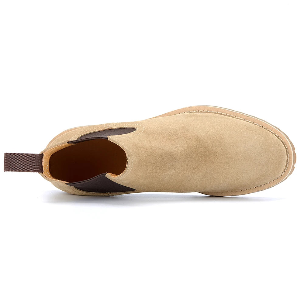 High Quality Classic British Chelsea Boots Cow Suede Chelsea Shoes Men's New Boots Leather High Top Short Boots for Men