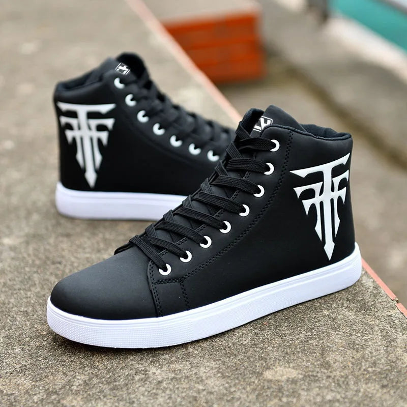 High Top White Men's Vulcanized Sneakers 2026 Fashion Light Weight Anti-Slip Walking Running Shoes Spring Autumn Winter