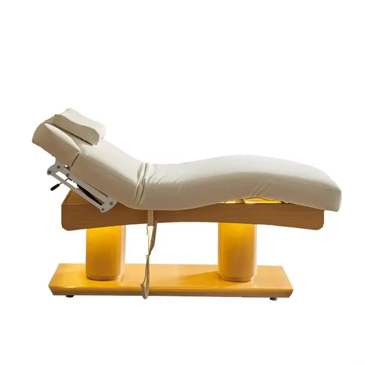 Luxury Salon Furniture White Gold Electric Facial Cosmetic Beauty Massage Bed Table Beauty Salon Eyelash Bed