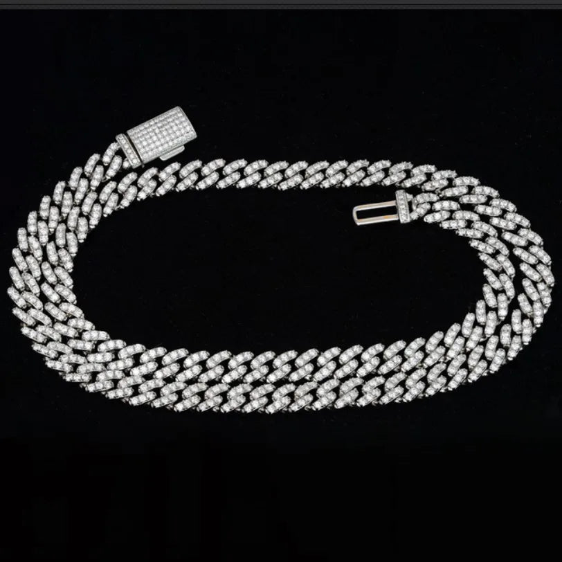 RTS Factory's 6-8mm Moissanite Cuban Link Necklace 925 Sterling Silver for Men & Women Hip Hop Style From Factory Direct Source