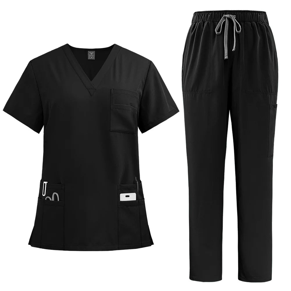 Salon Work Clothes Jersey Breathable Hospital Uniforms Nurse Beauty Dental Custom LOGO Uniform Medical Scrubs Sets for Men Women