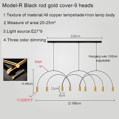 2021 New Restaurant Chandelier Light Luxury Nordic Dining Living Room Table Bar Minimalist Chandelier Simple Modern Light