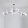 Light Luxury Nordic Minimalist Modern Adjustable Height LED Glass Chandelier for Living Room