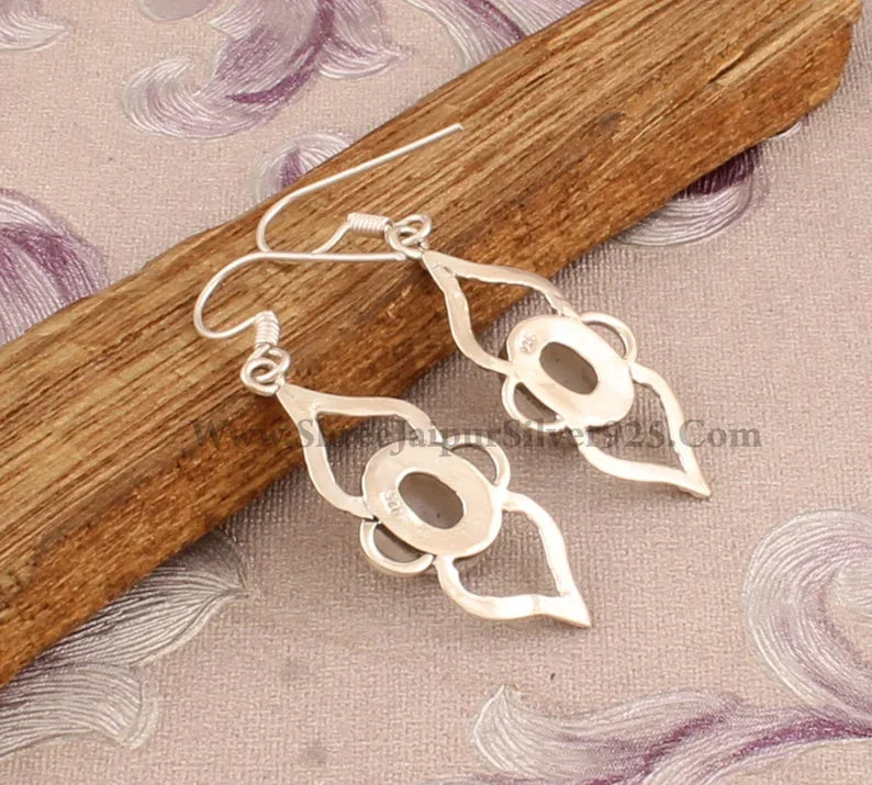 2025 Hot Selling Natural Rainbow Moonstone Oval Shaped 925 Sterling Silver Hoops Earrings At Factory Price