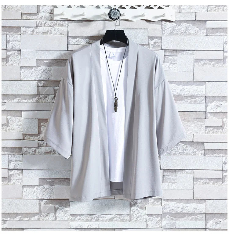 Liu Ming Custom Logo Printed 2024 Trending Summer Men Clothing Solid Color Couple Loose Cloak Shirts