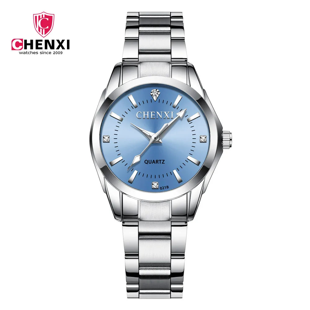 CHENXI Brand Couple Watch Luxury Women's Casual Watches Waterproof Watch Women Fashion Dress Rhinestone WristWatch CX021B
