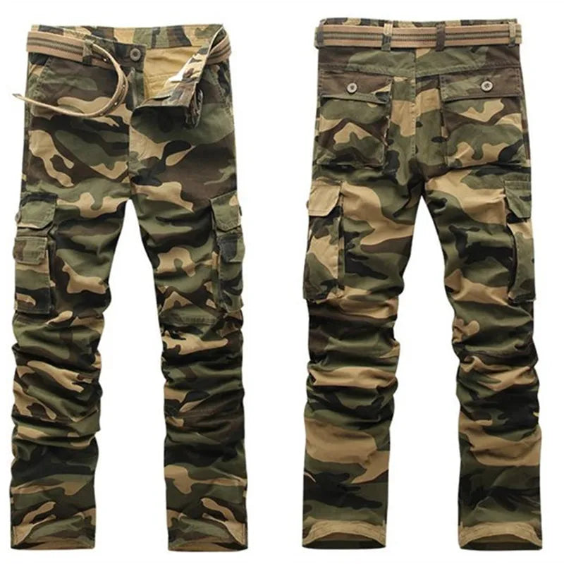 Men Spring Army Green Fashion Cargo Pants Crotch jogger Patchwork Pants Male Easy Wash Big Camouflage Cargo Trousers 38