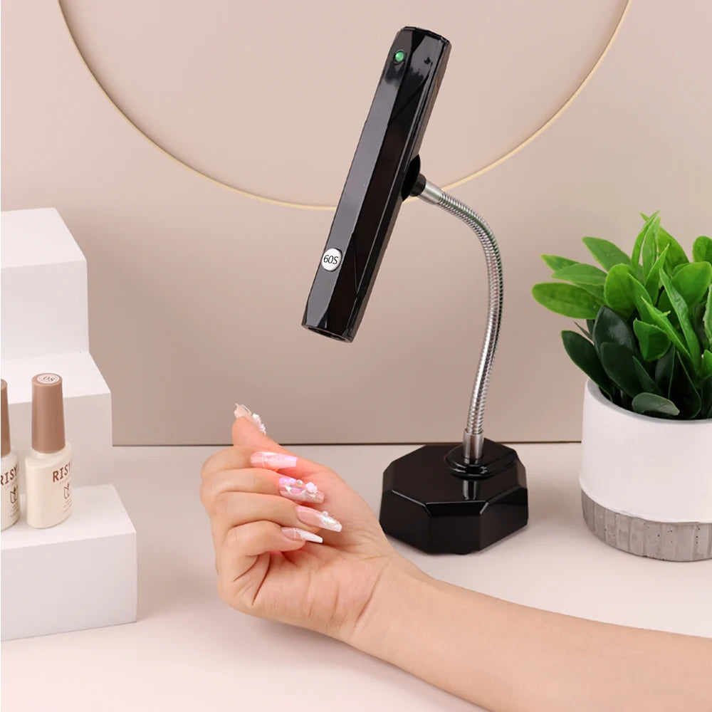 2-IN-1 Handheld Desktop Nail Dryer 9W MINI Flash Cure Light Cordless Rechargeable Automatic UV LED Gel Nail Lamp Battery GRS