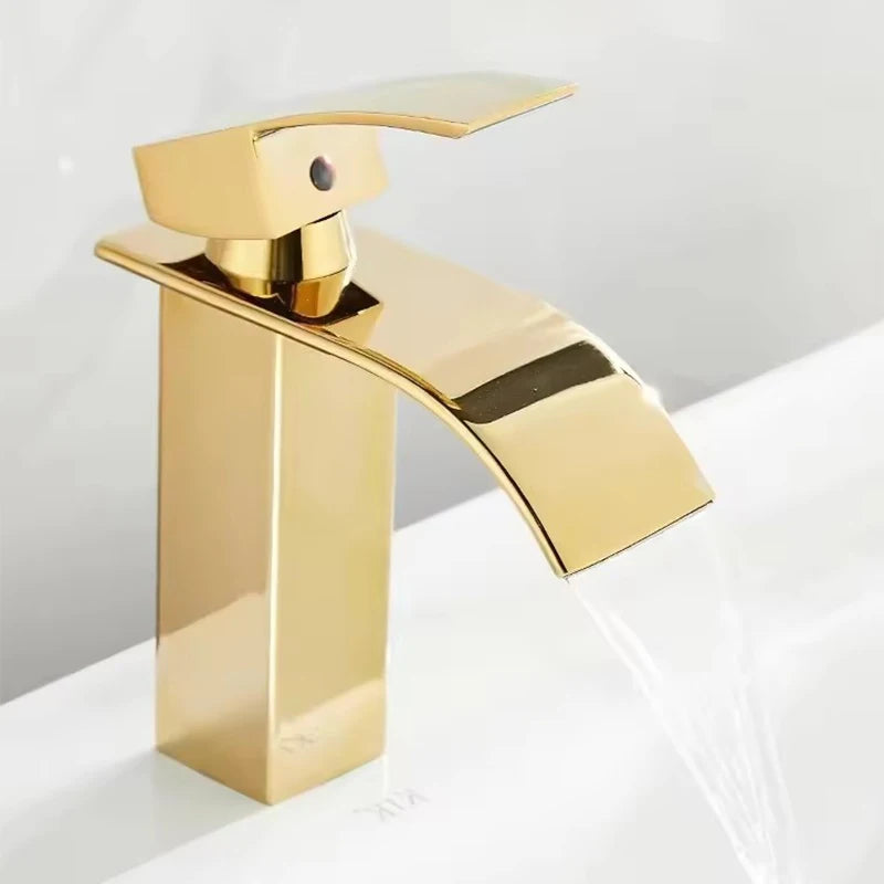 Square Body Single Hole Single Handle Vanity Lavatory Deck Mount Bathroom Faucet Set Bathroom Sink Faucet for Hotel Bathroom