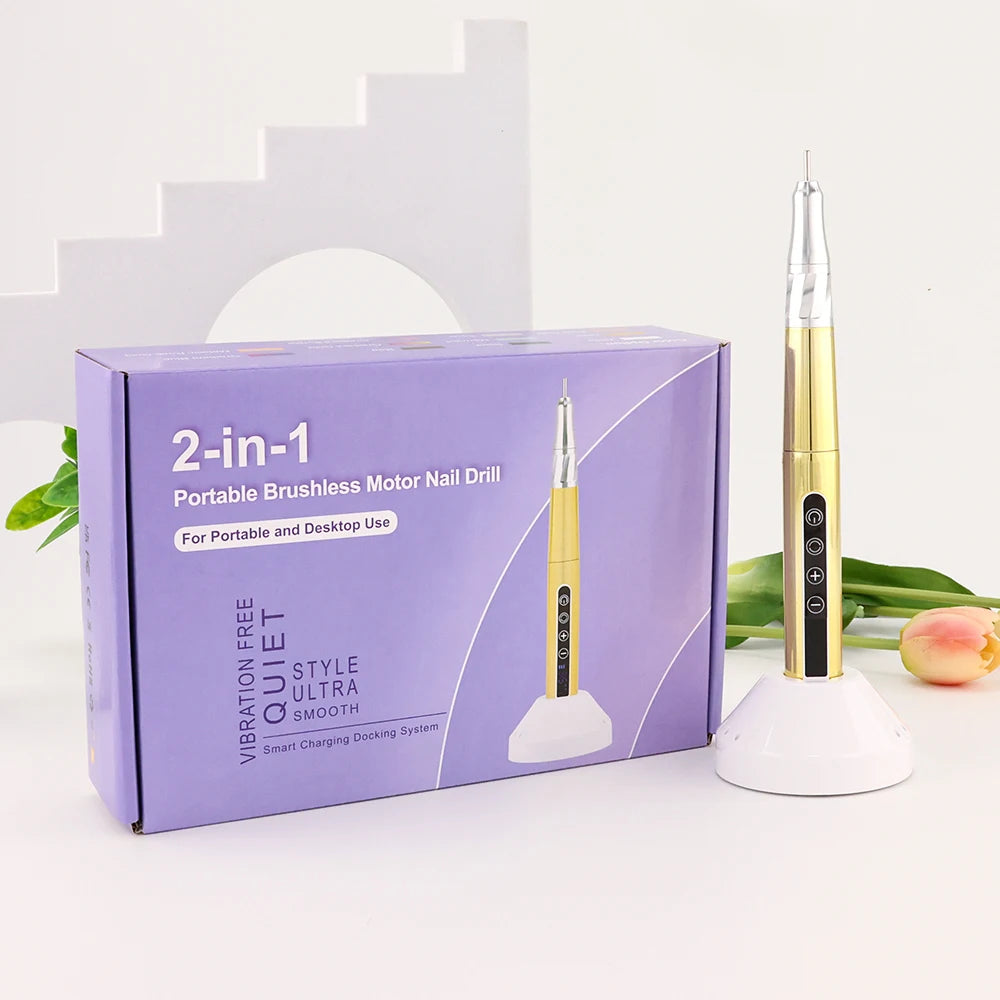 85W Plastic Rechargeable Portable Nail Drill Machine Efile Nail Polisher Brushless Nail Art Tool for Beauty Salon Use