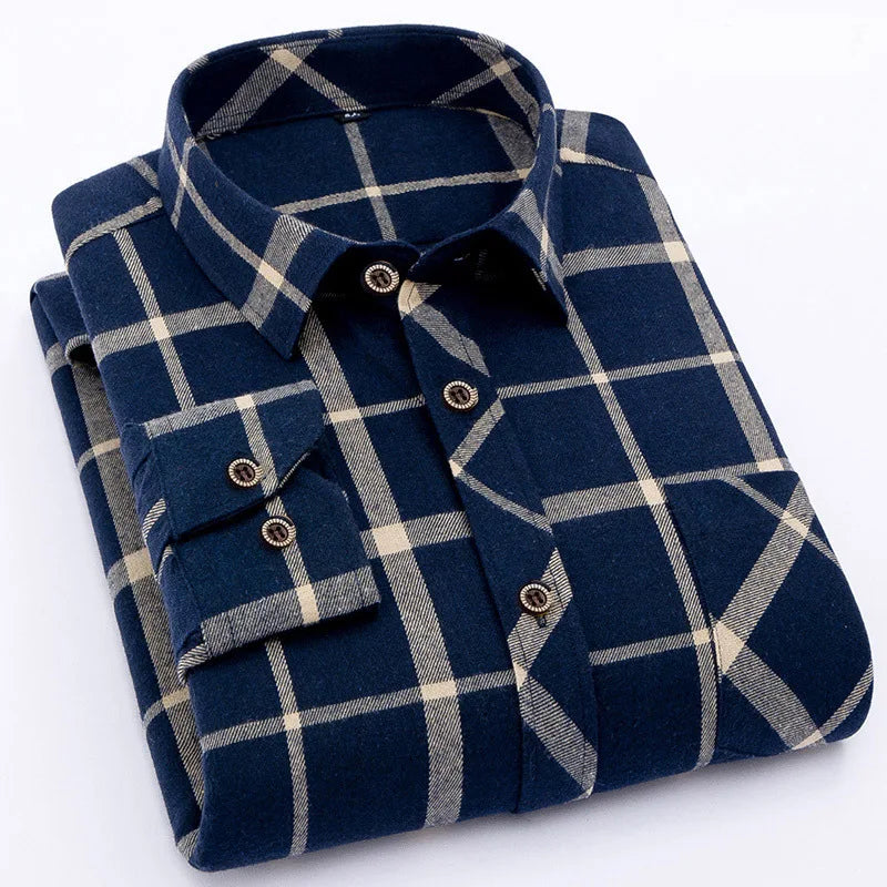 RNSHANGER Autumn New Mens Plaid Shirt Casual Male Business Office Red Black Checkered Long Sleeve Plus Size Shirts 4XL 5XL