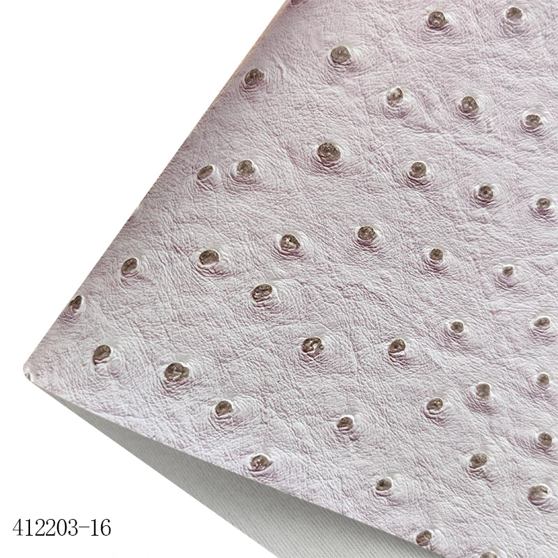 Super High Quality Ostrich Embossed Pvc Synthetic Vinyl  Leather Cotton Backing for Making Bag Decoration Craft Textile