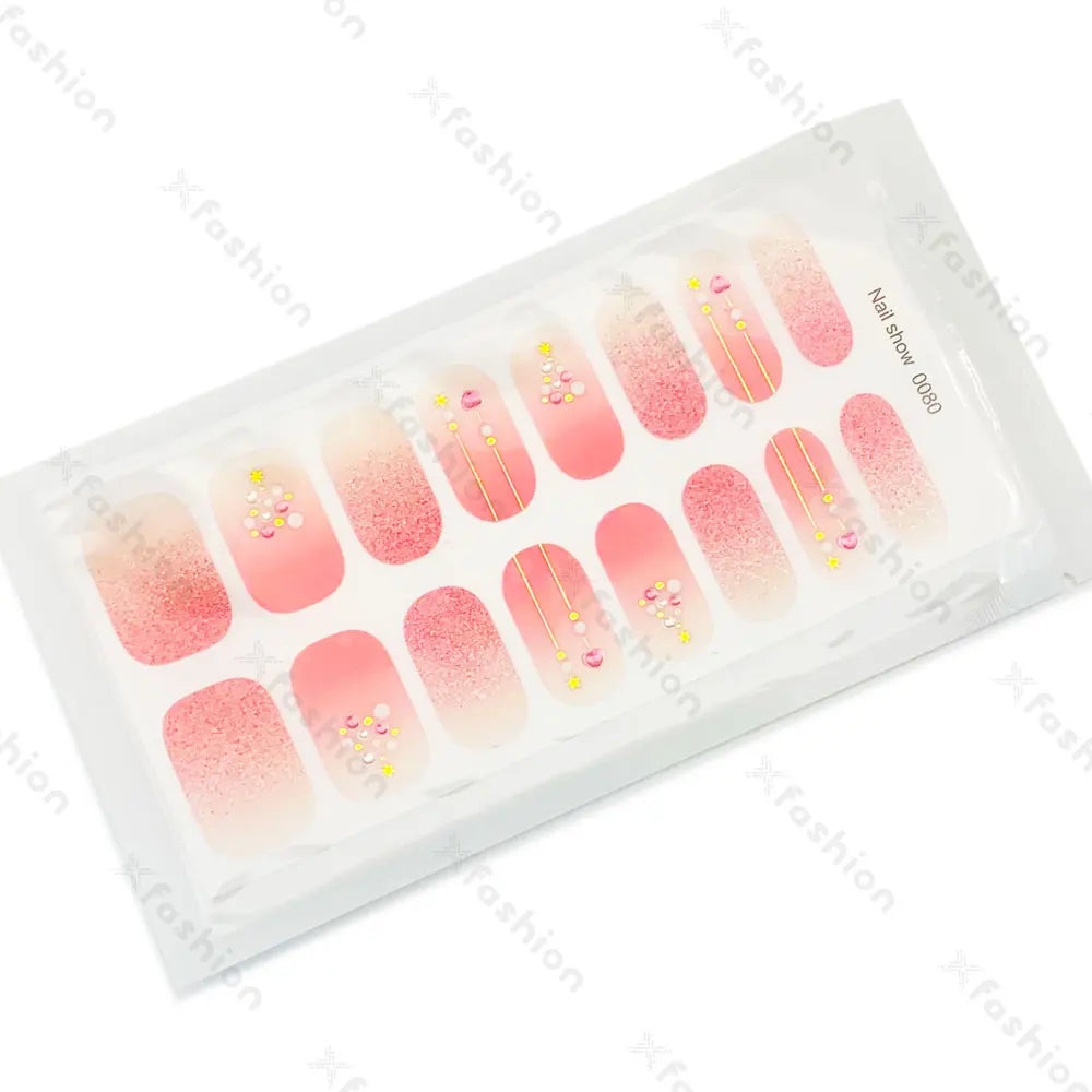 Hot Sale 16 Tips Solid Color Semi-Cured Gel Nail Stickers UV Light Durable Waterproof Long-Lasting Gel Nail Stickers Wholesale