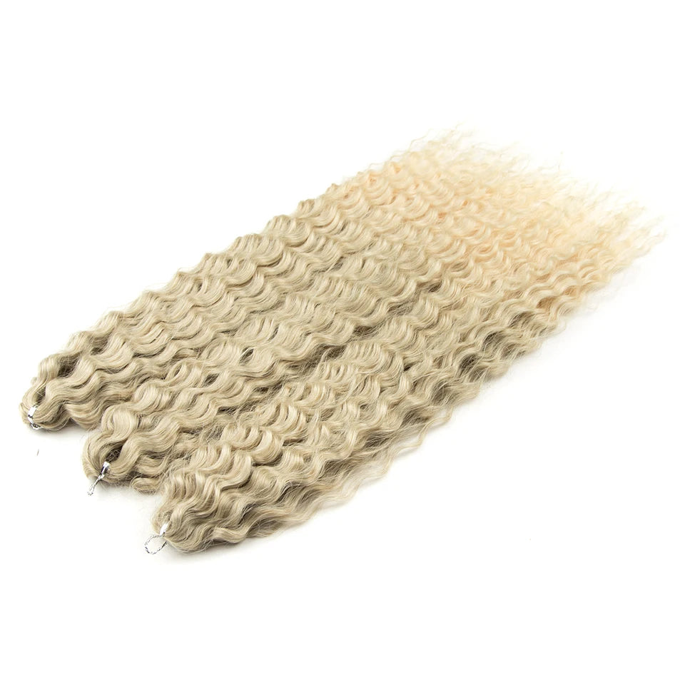 FASHION IDOL 24 Inch Ariel Hair Synthetic Crochet Curly Hair Water Wave Braid Hair Ombre Pink Deep Wave Braiding Hair Extensions