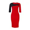 Latest Design Autumn Dresses 2023 Three Quarter Sleeve Block Color Elegant Office Dresses Women Formal Work Career Dresses