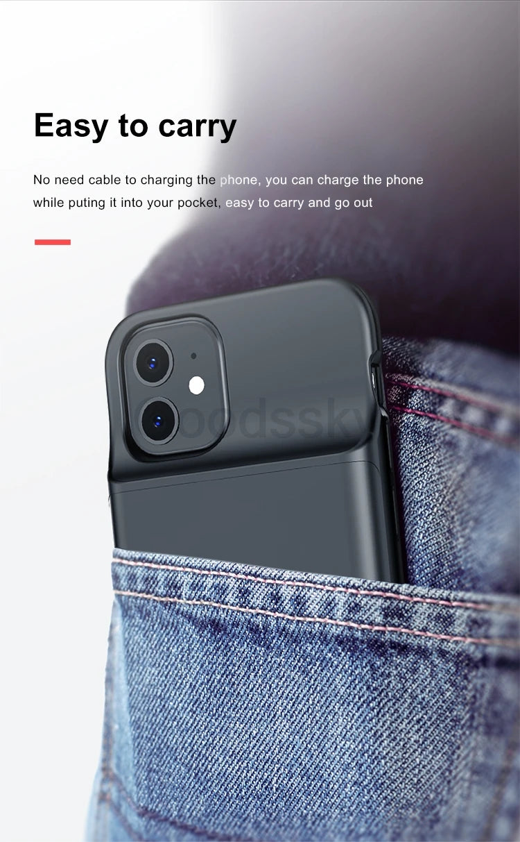 Battery Charger Cases For iPhone 13 Pro Max Power bank Case For iPhone 13 Mini Extenal Battery PowerBank charging Cove Capa