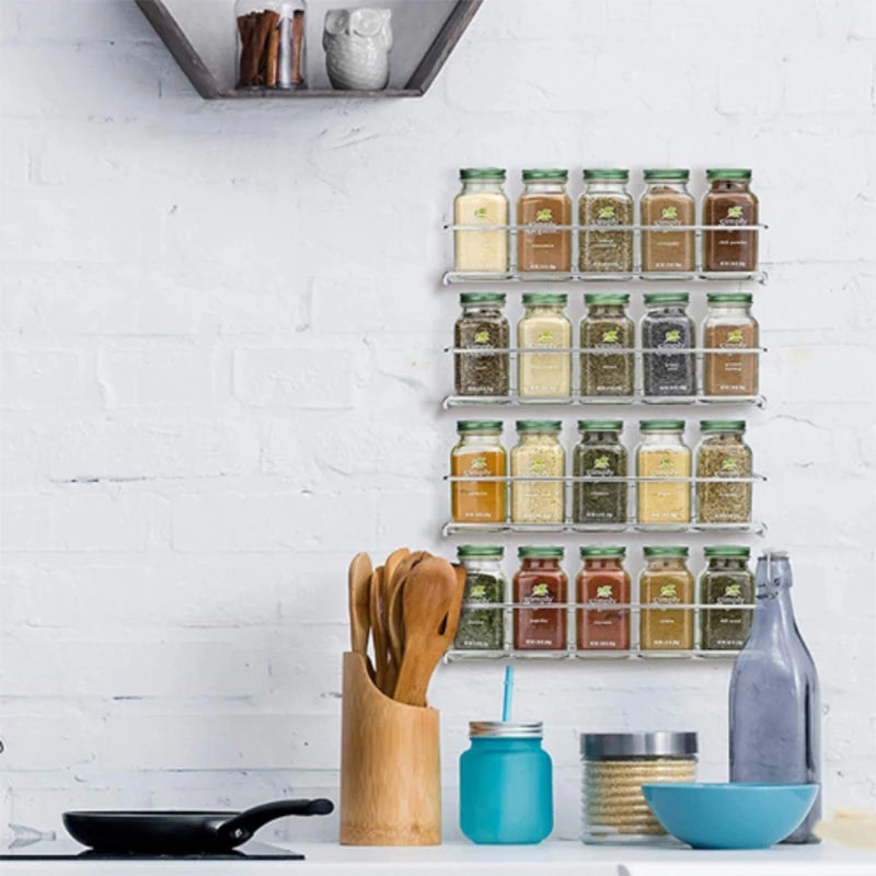 Kitchen Organizer Metal Hanging Spice Racks For Home Restaurant Wall-Mounted Seasoning Shelf Spice Jar Storage Rack Single Layer