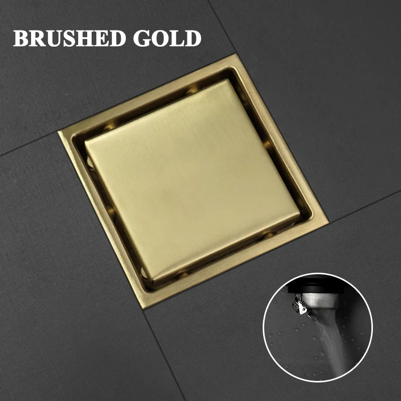 Bathroom Balcony Kitchen Stainless Steel Square Floor Drain Shower Drainers Multi-Color Style Invisible Tile Insert Floor Drains