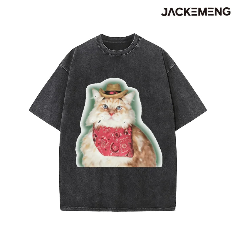 Oversized Vintage Animal Streetwear Print Tshirt USA Stock Wholesale Y2K Casual Tee