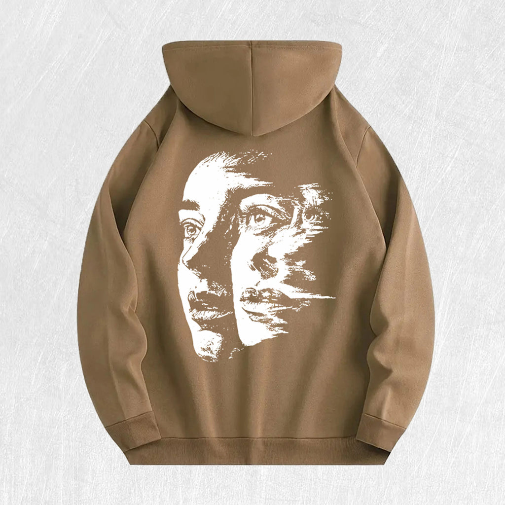 Abstract Face Graphic Hoodie 100% Cotton US Warehouse 6 Colors