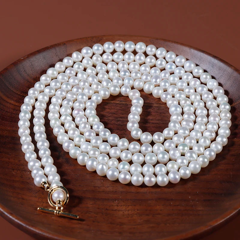 Wholesale Classic Jewelry Design 120cm Natural Freshwater Pearl Sweater Chain Long Wear 6mm Round Pearls